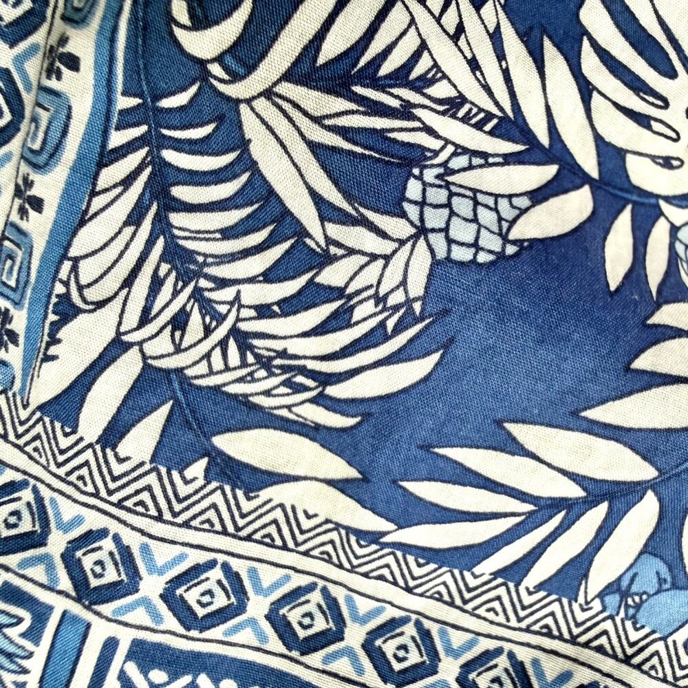 J. McLaughlin Maxi Dress Blue White Tropical Patchwork Cotton Christa (M) - Picture 5 of 8